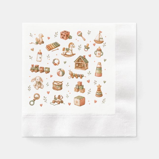 Servilleta De Papel Juguetes para bebés boho  (Anverso)