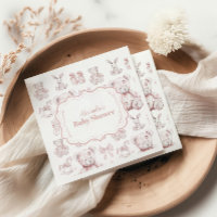 Juguetes rosados Toile De Jouy Baby Shower