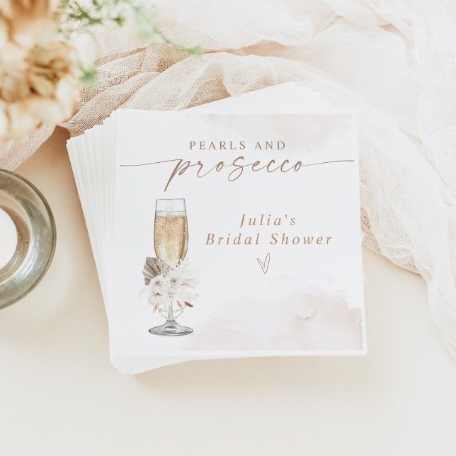 Servilleta De Papel JULIA Boho Floral Pearls & Prosecco Bridal Shower (Subido por el creador)