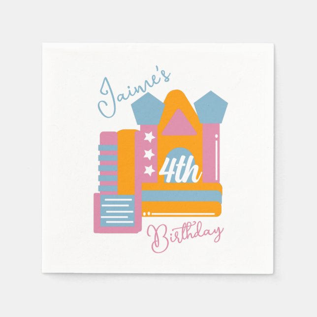 Servilleta De Papel Jumping Bouncy Rental Fiesta Casa Cumpleaños (Anverso)