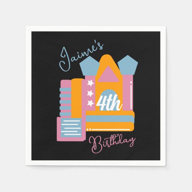 Servilleta De Papel Jumping Bouncy Rental Fiesta Casa Cumpleaños (Anverso)