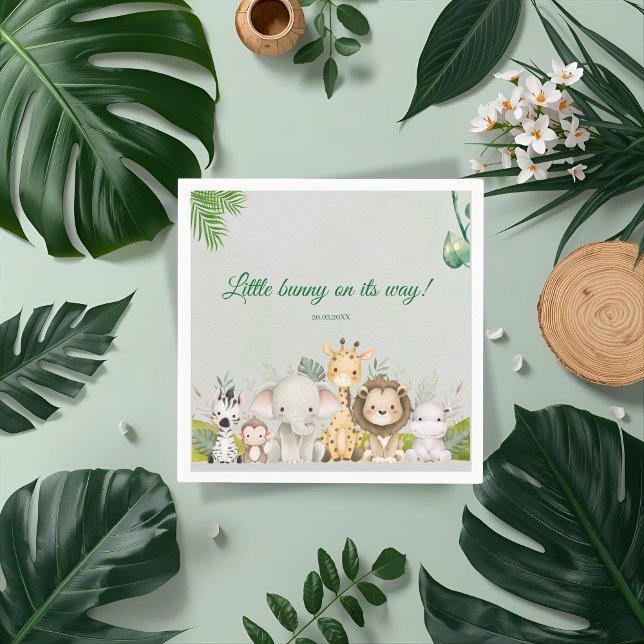 Servilleta De Papel jungla bebé ducha salvaje tropical Invitación (Subido por el creador)