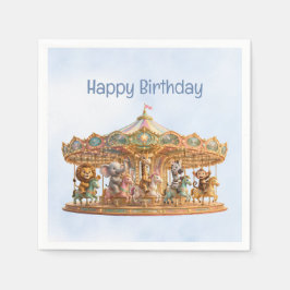 Servilleta De Papel Jungla Mágica Tiovivo Feliz Cumpleaños