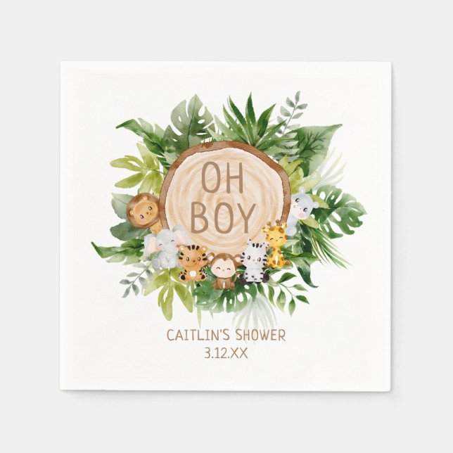 Servilleta De Papel Jungla Safari Baby Shower (Anverso)