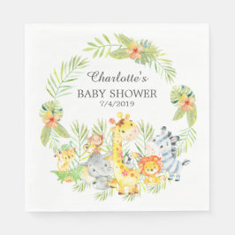 Servilleta De Papel Jungle Animals Neutral Baby Shower Paper Napkins