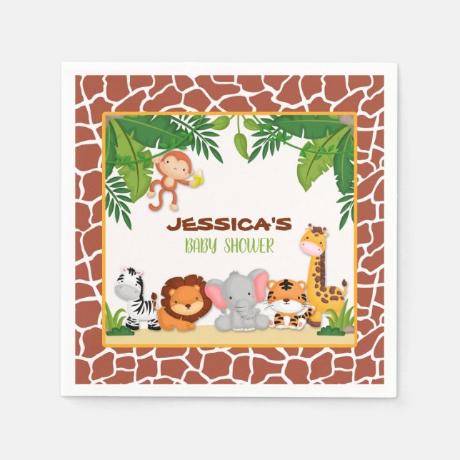Servilleta De Papel Jungle Baby Shower Napkin (Anverso)