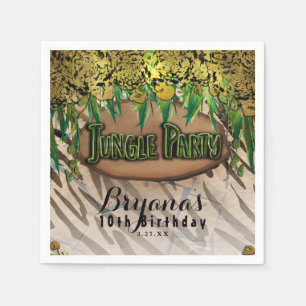 Servilleta De Papel JUNGLE FIESTA Gold Glam Animal Print Cumpleaños