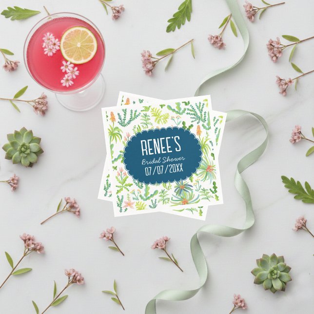 Servilleta De Papel Jungle Garden Watercolor Custom BRIDAL SHOWER (Jungle Garden Watercolor hand-painted floral botanical Custom BRIDAL SHOWER Napkins
)