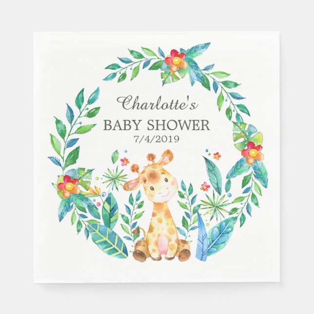 Servilleta De Papel Jungle Giraffe Baby Shower Paper Napkins (Anverso)