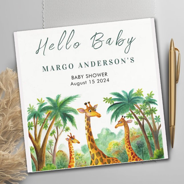 Servilleta De Papel Jungle Giraffe Cute Elegante Hola Bebé ducha (Subido por el creador)