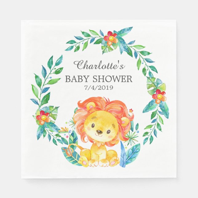 Servilleta De Papel Jungle Lion Baby Shower Paper Napkins (Anverso)
