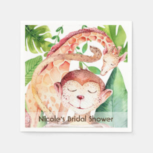 Servilleta De Papel Jungle Monkey & Giraffe Baby Shower Party Personal