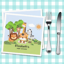 Servilleta De Papel Jungle Safari Animals Baby Shower Boy