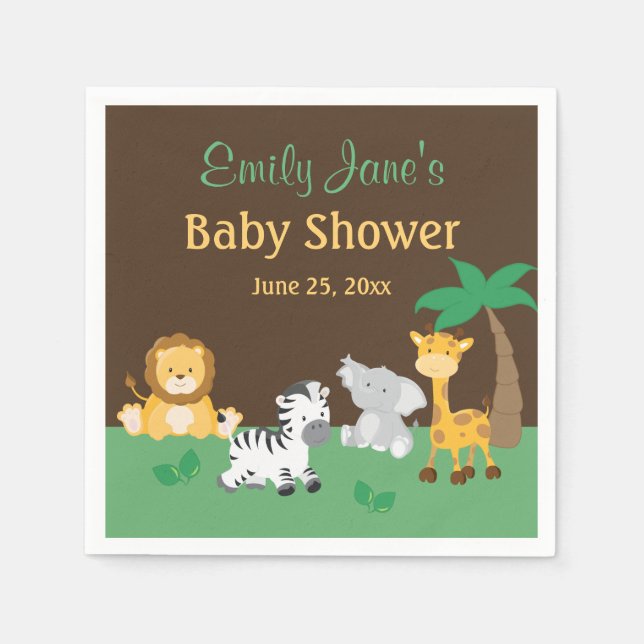 Servilleta De Papel Jungle Safari Boy Baby Shower Napkins (Anverso)