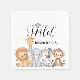 Servilleta De Papel Jungle Safari "It's About To Get Wild" Baby Shower