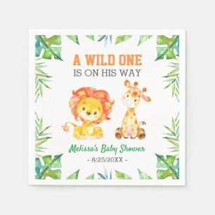 Servilleta De Papel Jungle Safari Niño Salvaje Uno Cumpleaños de Bebé