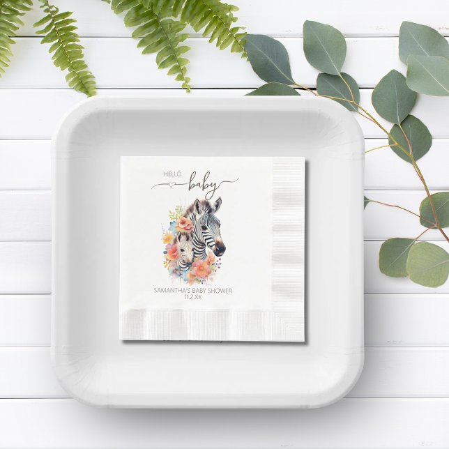 Servilleta De Papel Jungle Safari Zebra Floral Baby Shower (Jungle Safari Zebra Floral Baby Shower Napkins)