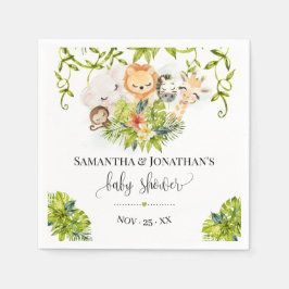 Servilleta De Papel Jungle Wild Baby Animals Tropical Baby Shower