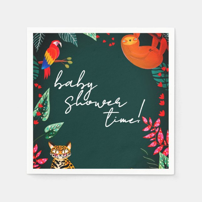 Servilleta De Papel Jungle Wildlife Baby Shower (Anverso)