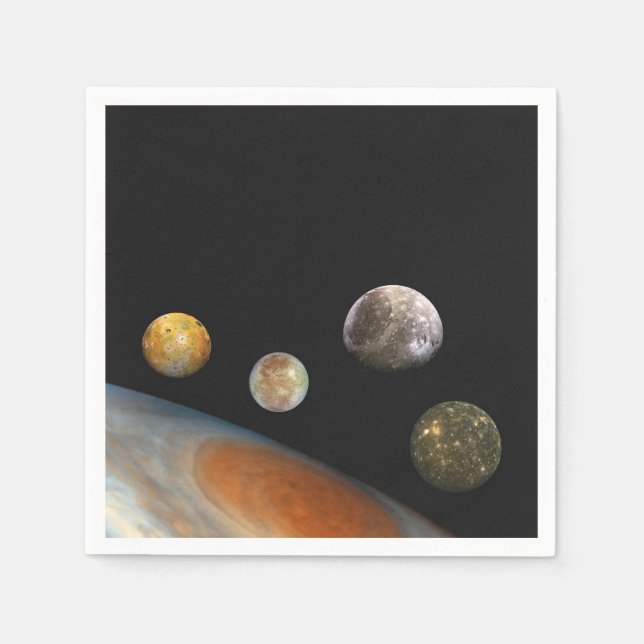 Servilleta De Papel Júpiter y cuatro lunas satélites Galileas (Anverso)