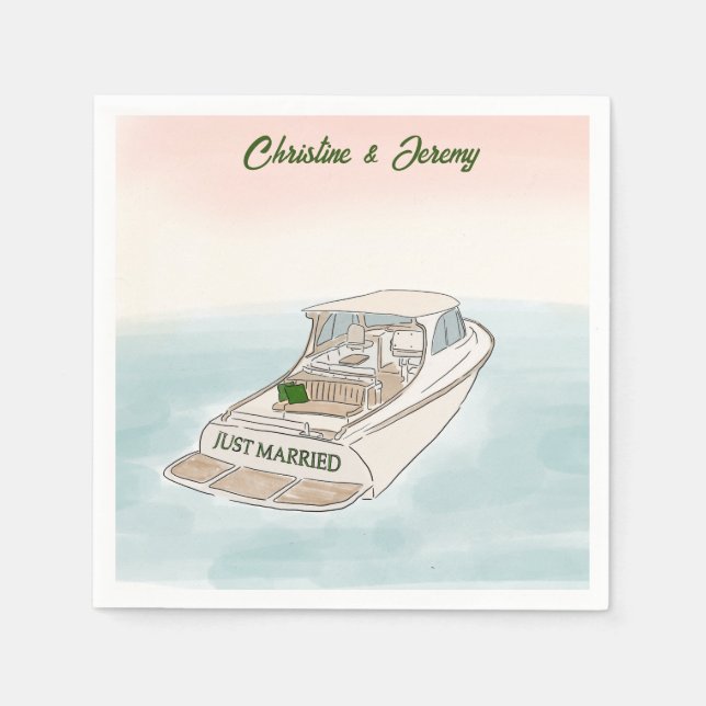 Servilleta De Papel Just Married Bot cocktail (Anverso)