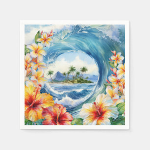 Servilleta De Papel Kai Aloha Hibiscus Watercolor Wave