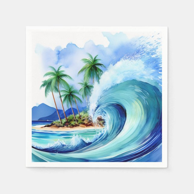 Servilleta De Papel Kai Aloha Island Watercolor Wave (Anverso)