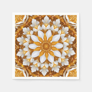 Servilleta De Papel Kaleidoscopio con copo de nieve dorado