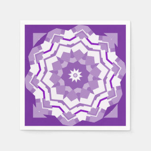 Servilleta De Papel Kaleidoscopio púrpura y blanco