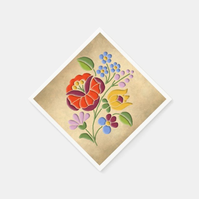 Servilleta De Papel Kalocsa Embroidery - Motif húngaro de arte folclór (Borde)