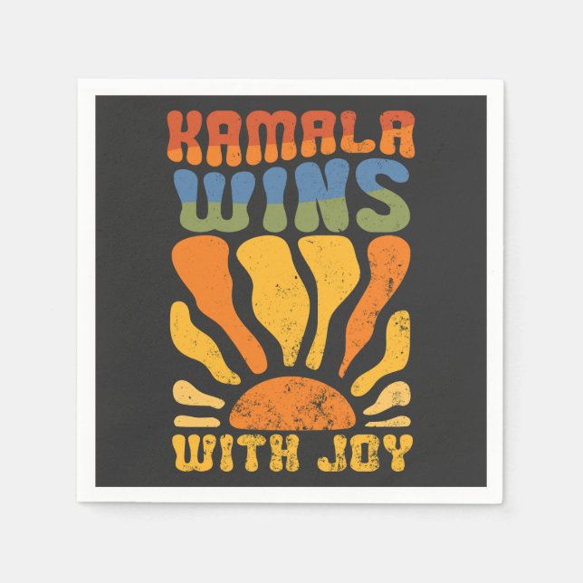 Servilleta De Papel Kamala gana con alegría retro Boho Harris Walz (Anverso)