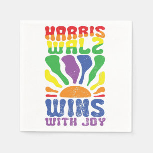 Servilleta De Papel Kamala gana con alegría retro Boho Harris Walz LGB