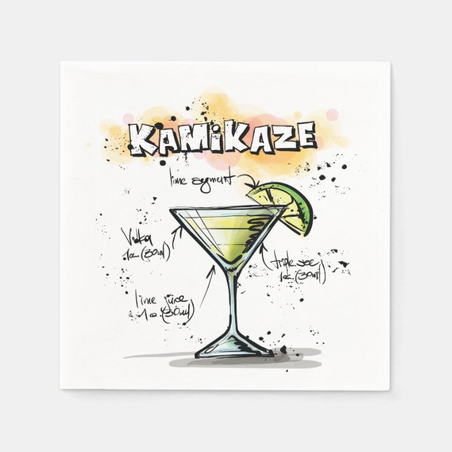 Servilleta De Papel Kamikaze Bebida Receta Cocktail Napkin (Anverso)