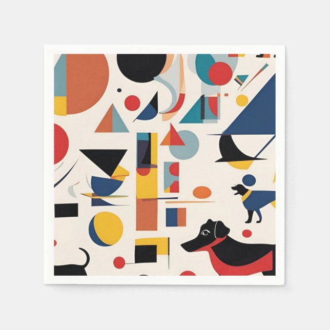 Servilleta De Papel Kandinsky art & Dog lover / (Anverso)