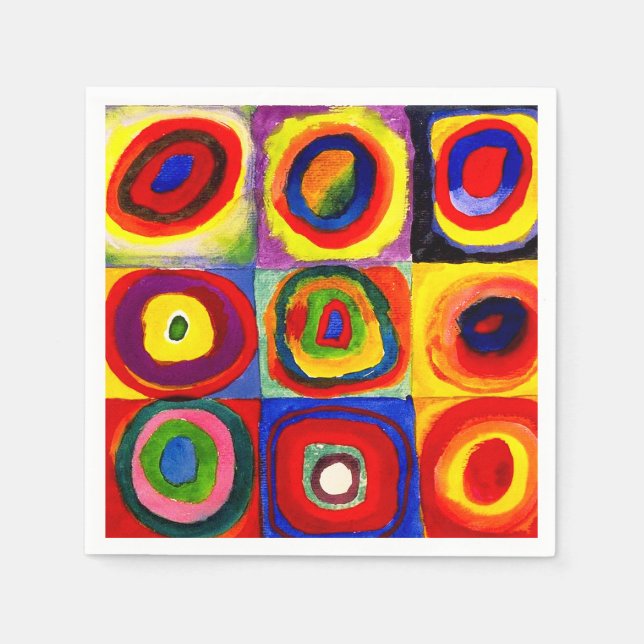 Servilleta De Papel Kandinsky Farbstudie Quadrate Squares Círculos Art (Anverso)