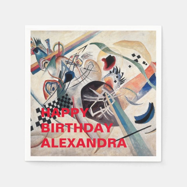 Servilleta De Papel Kandinsky Resumen Feliz cumpleaños (Anverso)
