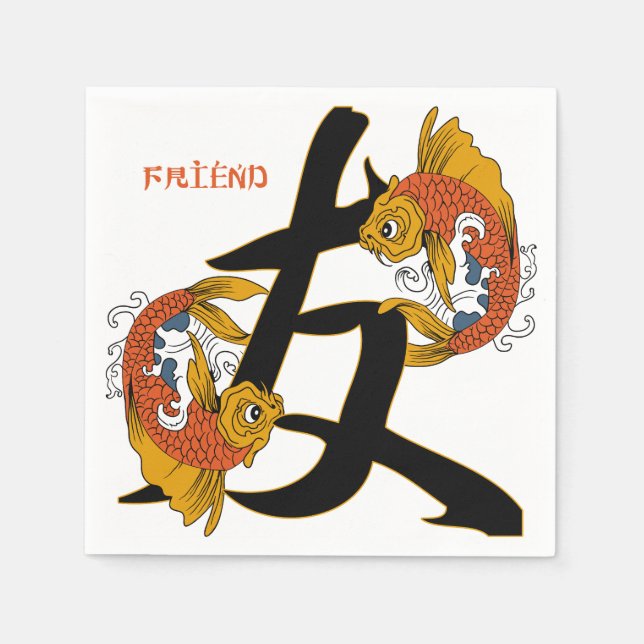 Servilleta De Papel Kanji Koi Fish Friend (Anverso)