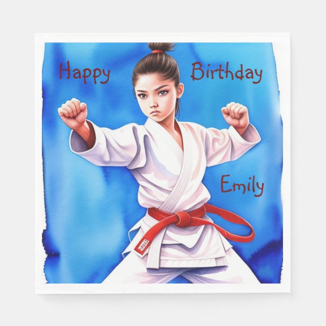 Servilleta De Papel Karate Chica Cumpleaños (Anverso)
