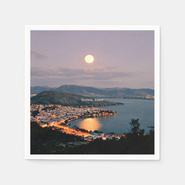 Servilleta De Papel Kastoria, fotografía de paisaje (Anverso)