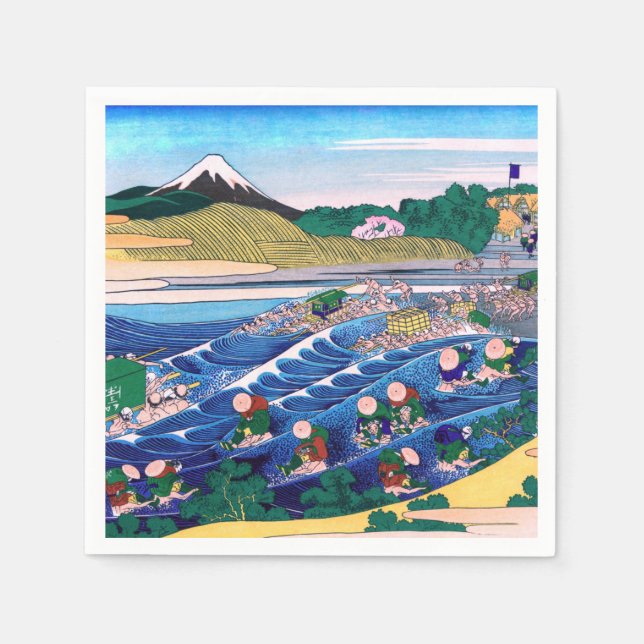 Servilleta De Papel Katsushika Hokusai - Fuji de Kanaya en Tokaido (Anverso)