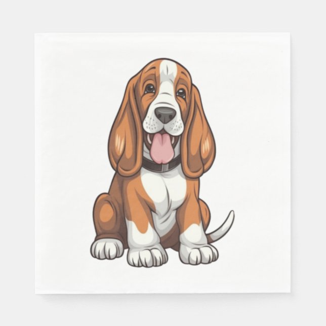 Servilleta De Papel Kawaii Basset Hound Puppy (Anverso)