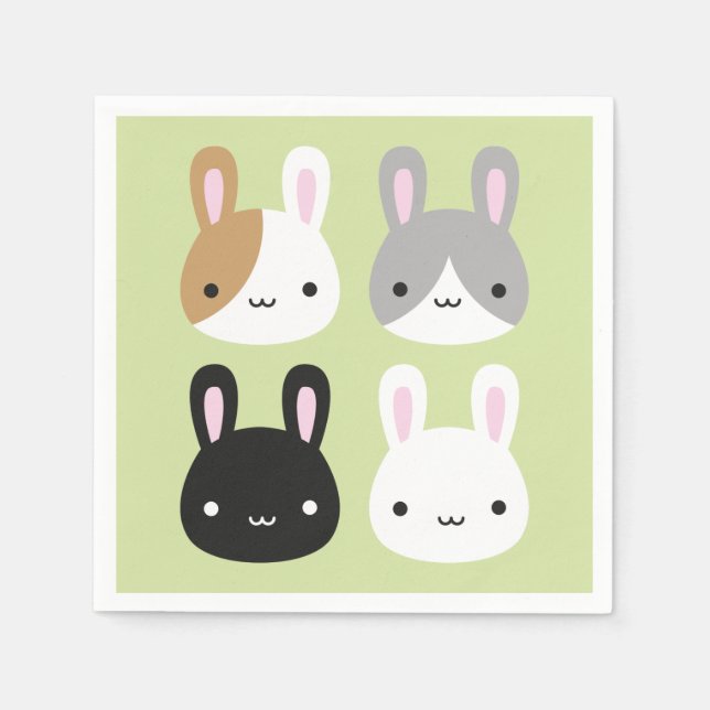 Servilleta De Papel Kawaii Conejos Bunny (Anverso)