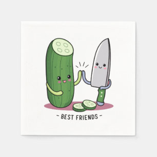 Servilleta De Papel Kawaii Cucumber y Knife - Los mejores amigos