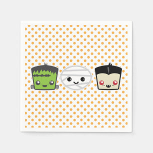 Servilleta De Papel Kawaii Frankenstein Mummy Dracula Napkins