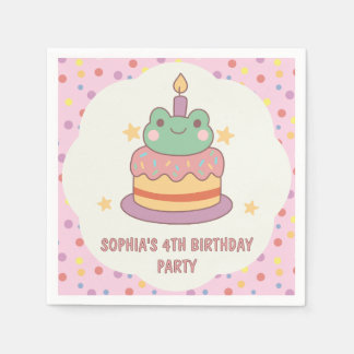 Servilleta De Papel Kawaii Frog Birthday Cake Personalizado