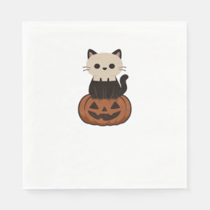 Servilleta De Papel Kawaii Halloween Cat y calabaza camiseta sobredime