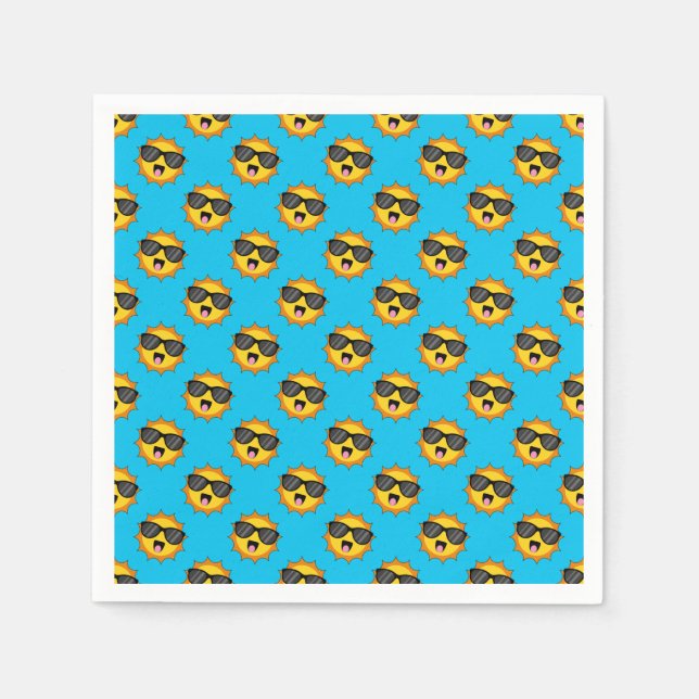 Servilleta De Papel Kawaii Happy Sun con gafas de sol (Anverso)