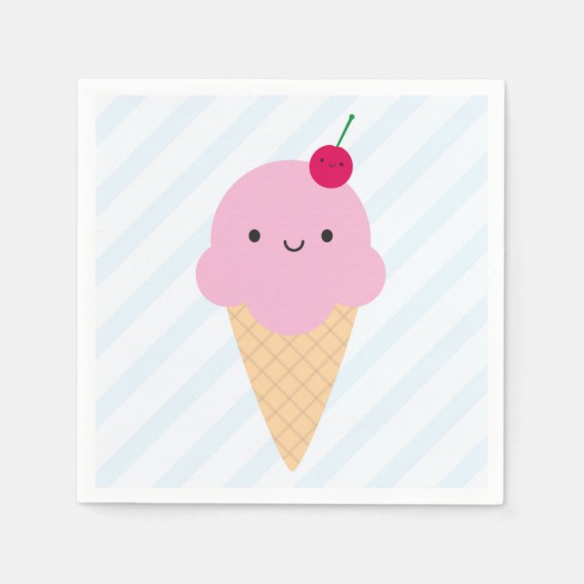 Servilleta De Papel Kawaii Ice Cream Cone (Anverso)