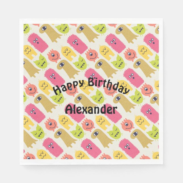 Servilleta De Papel Kawaii Monster Partido del Cumpleaños (Anverso)