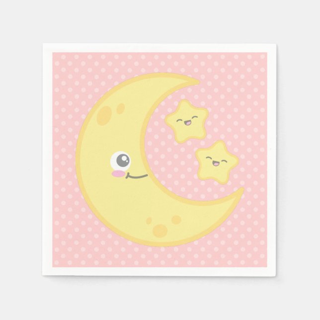 Servilleta De Papel Kawaii Moon y Stars Napkins (Anverso)